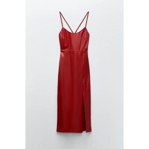 Faux Red Leather Zara Slip Dress